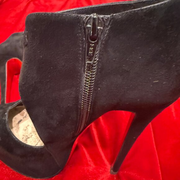 CHRISTIAN LOUBOUTIN BLACK SUEDE PLATFORM HEELS ANKLE BOOTS BOOTIES - Picture 8 of 15